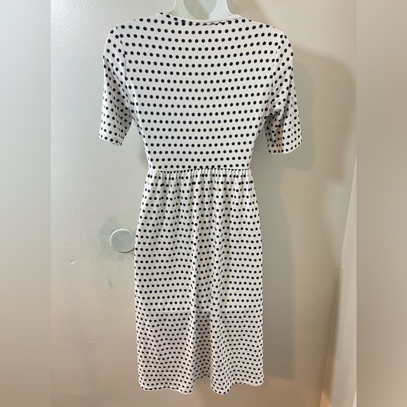 ORANGE CREEK Black and White Polka Dot Short Sleeve Fit and Flare Small Dress - Picture 5 of 8
